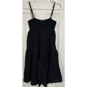 Zara Womens Black Spaghetti Strap Surplice Neck Cut Out Front Mini Dress Size XS